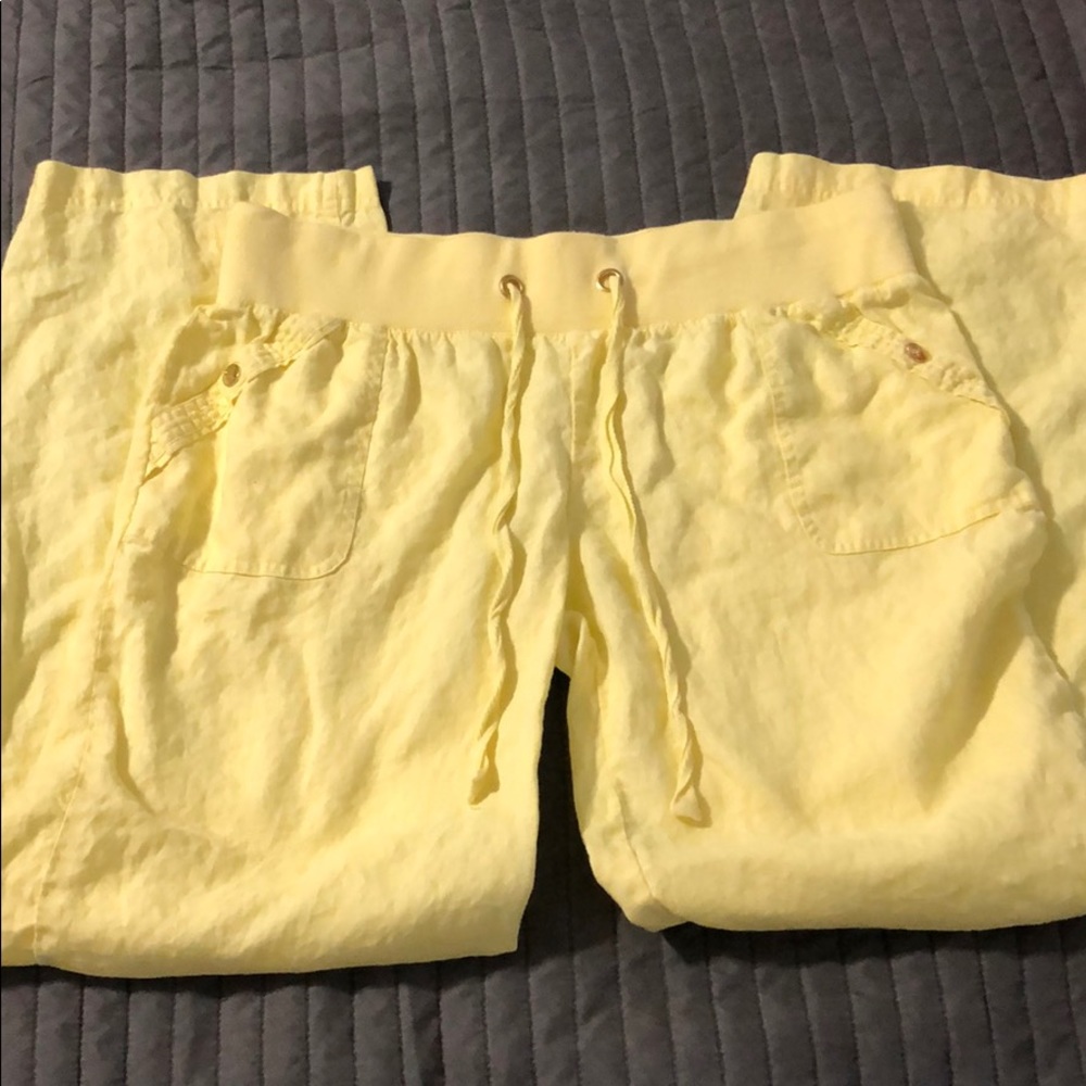 Guess yellow linen beach pants